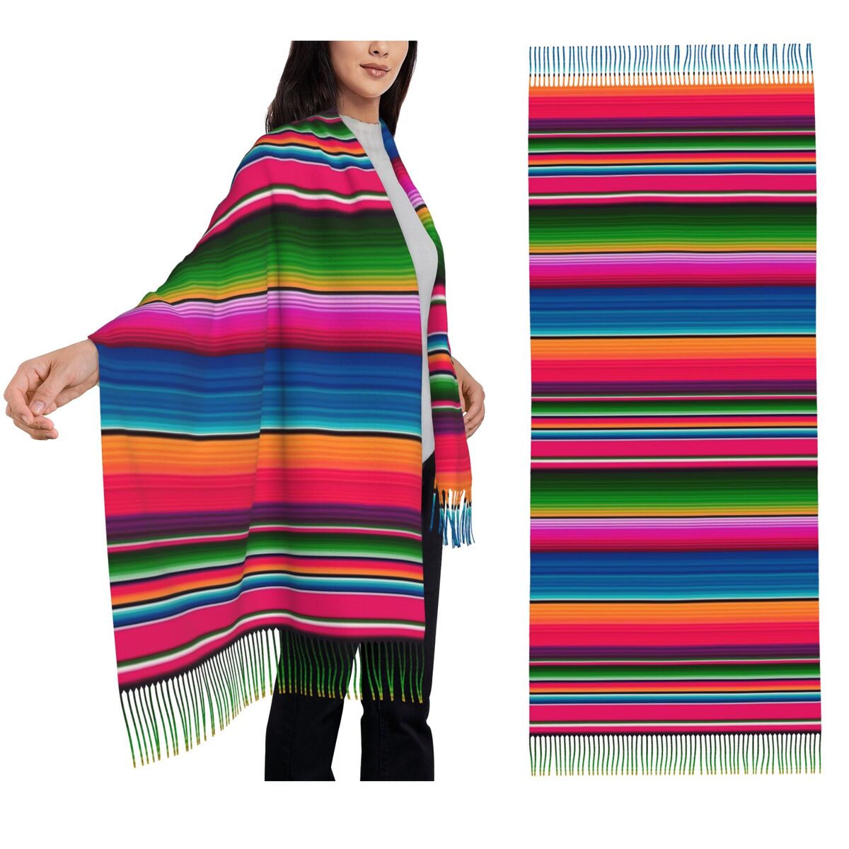 Woven Scarf Blanket - Coperta messicana a righe Fiesta Serape