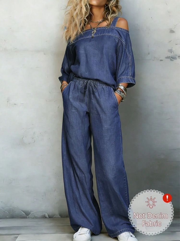 Pocket Square Set - Completo da donna effetto denim a