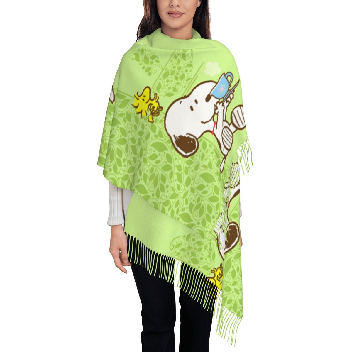 Pashmina Wrap Large - Sciarpa da donna con nappe, motivo